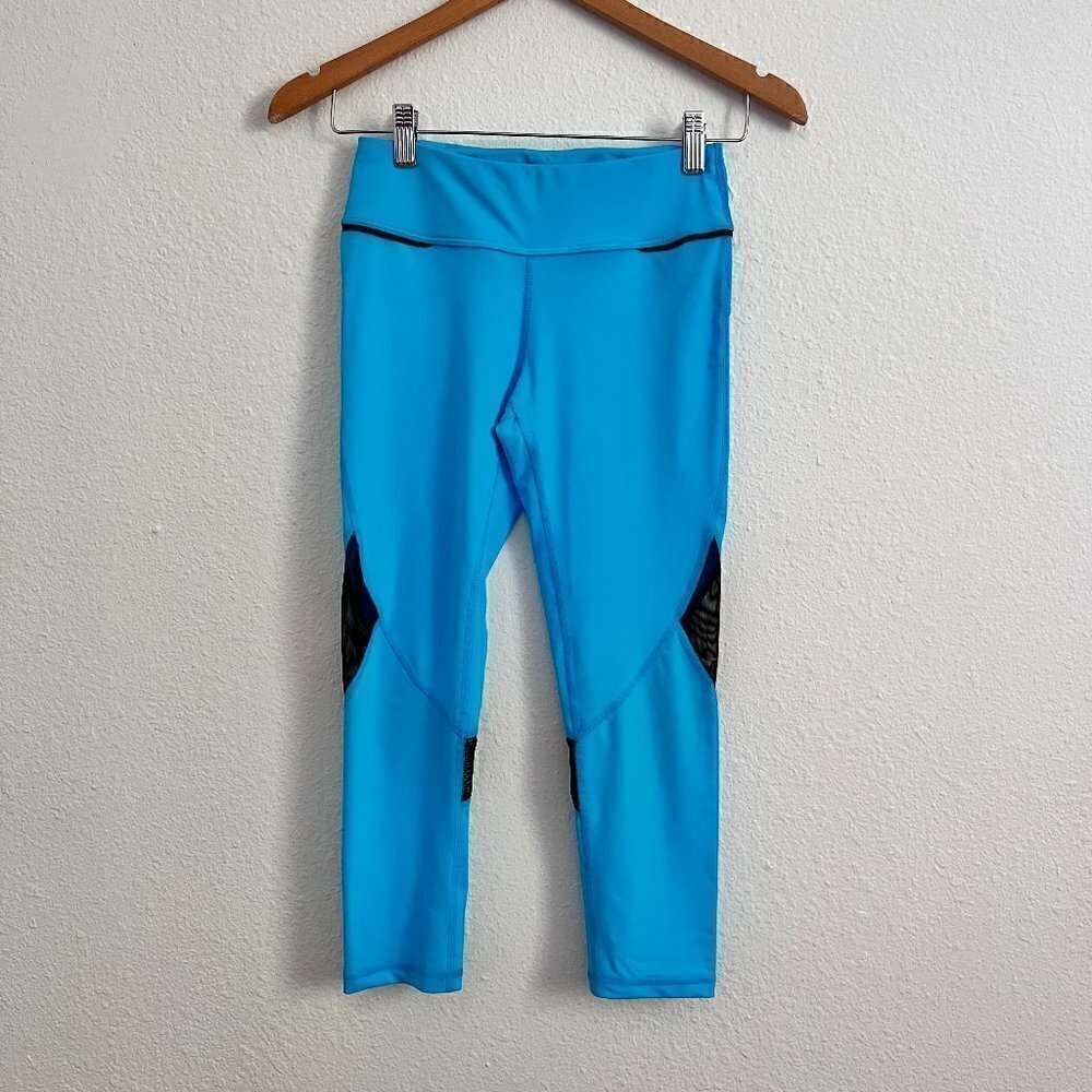 Alala Bright Blue Cutout Mesh Capri Leggings XS​​​​​​​​​​​​​​​​​​​​​​​​​​​​​